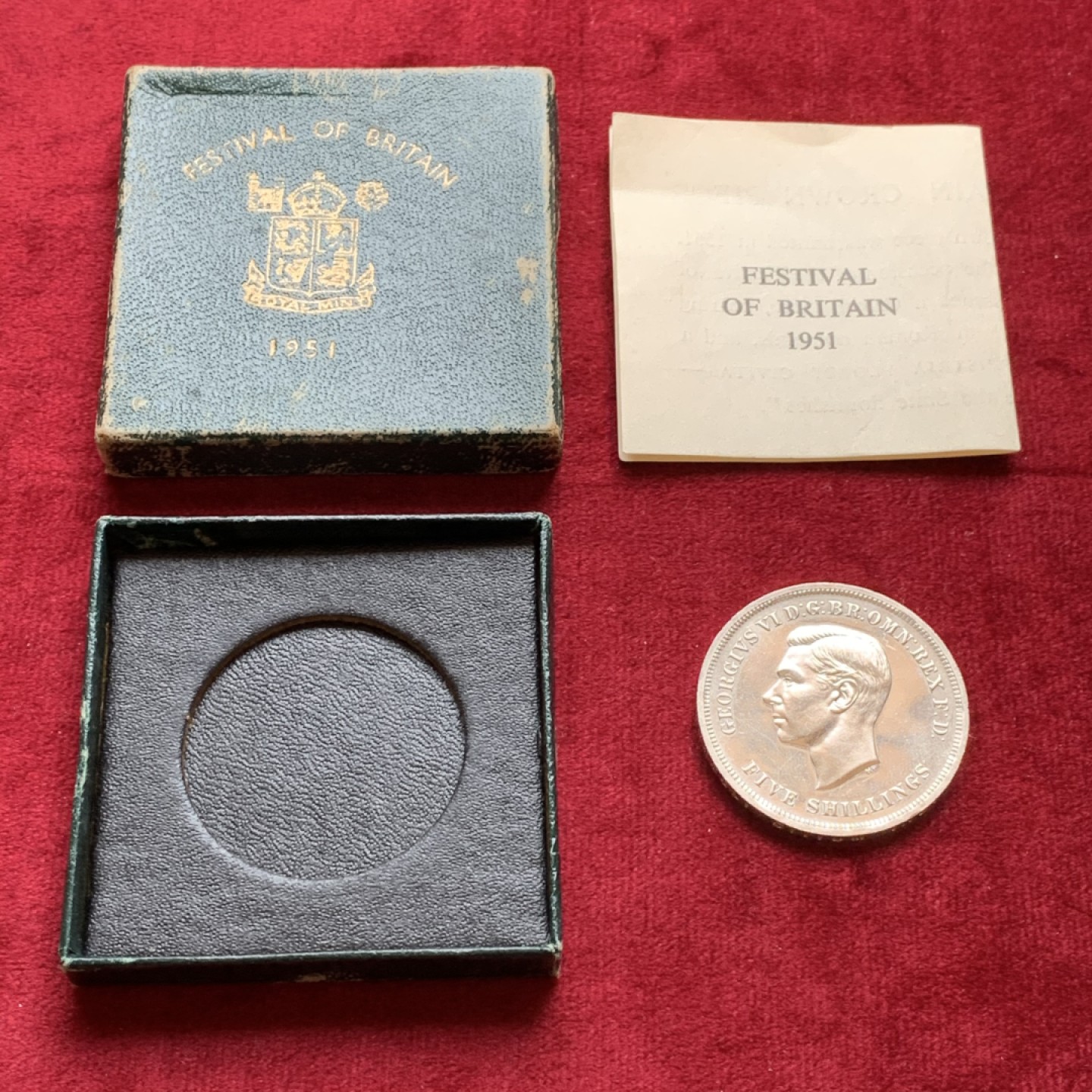 《竞宝斋》第140场-周日，周一，周四 3拍 (全场包邮) 英国 1951年 乔治六世 最后的马剑 克朗镍马剑 绿盒带证书