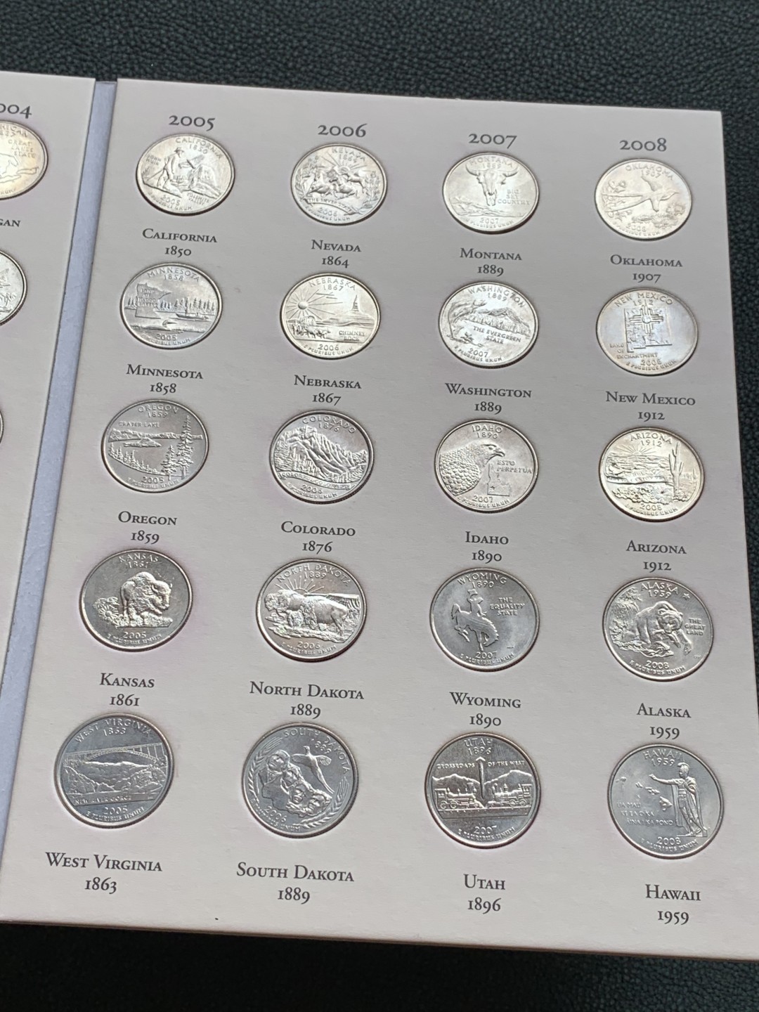 《竞宝斋》第140场-周日，周一，周四 3拍 (全场包邮) 美国 1999-2008 25美分纪念币 套册 含52枚币 一次配齐 少见