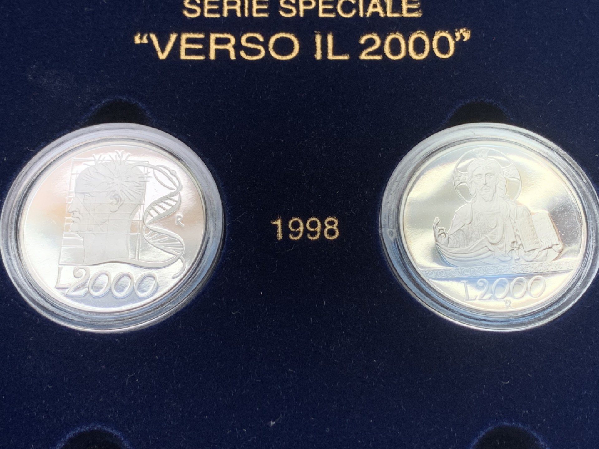 《竞宝斋》第140场-周日，周一，周四 3拍 (全场包邮) 精制版 原盒证书 意大利1998-2000年 千禧年六枚装 2000/5000/10000里拉 银币 完美品