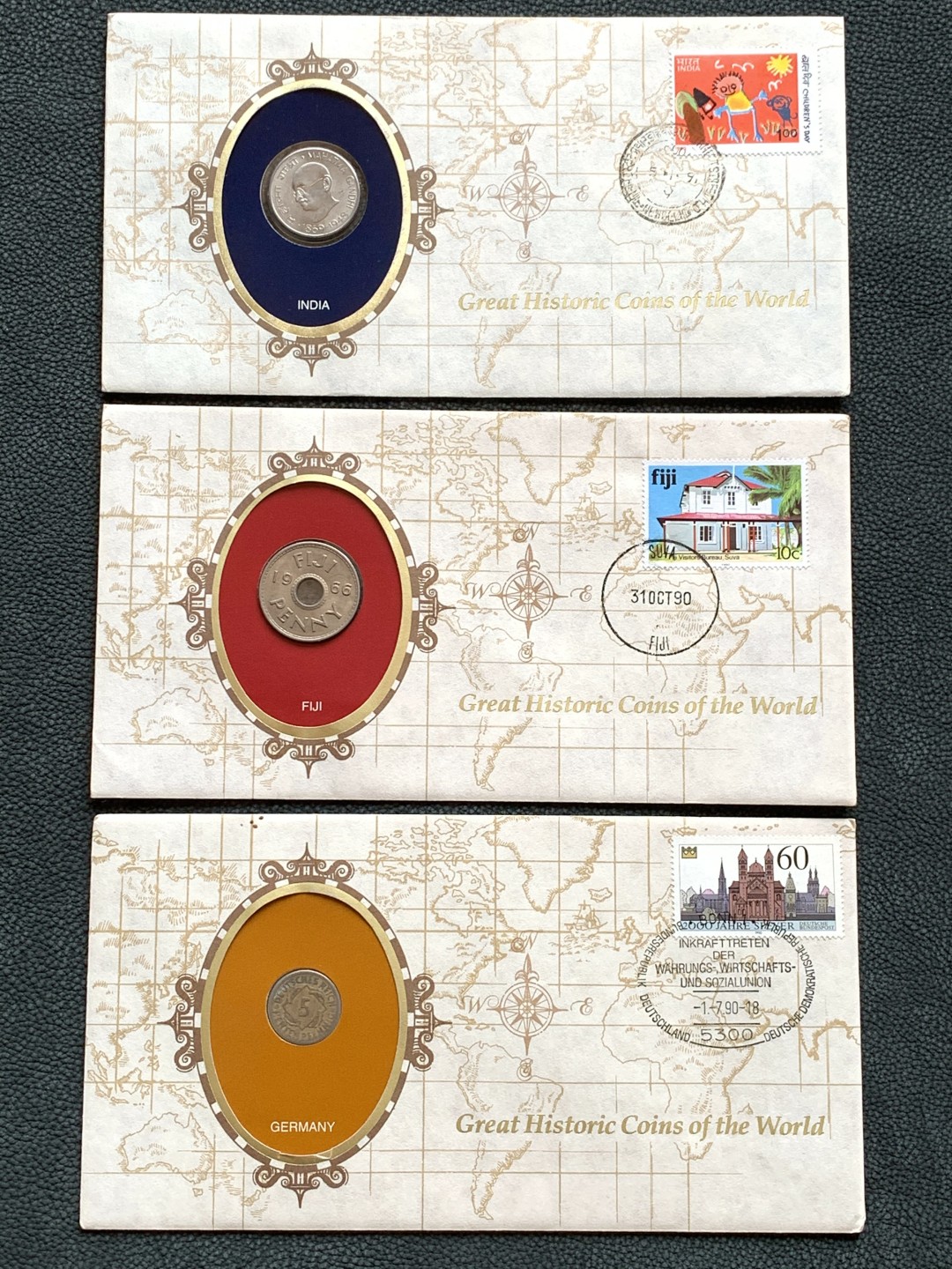 《竞宝斋》第140场-周日，周一，周四 3拍 (全场包邮) 邮币封 一组3枚 （3）