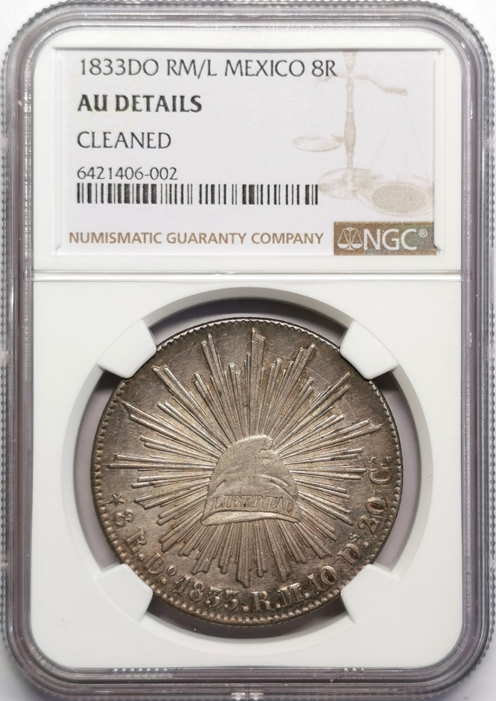 凡希社世界钱币微拍第二百三十期 荐！1833DO墨西哥花边鹰洋NGC-AUD实物佳！