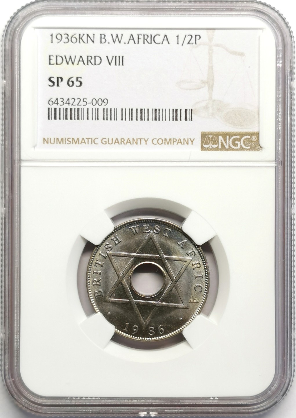 凡希社世界钱币微拍第二百三十期 1936英属西非1/2便士NGC-SP65