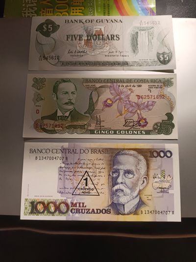 【专场20230302】掇菁撷华第II期——世界精选品种钞/币专场（已更新） - 【拍品001B67】美洲混合纸币全新UNC-批量三张