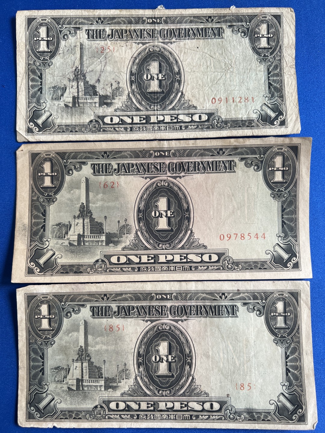 泡泡堂微拍第七十七幕纸币捡漏可累计专场👿👿，零佣金，零押金，累计满二十元包邮，接受代拍业务 日本侵占菲律宾军票改造券1比索3张