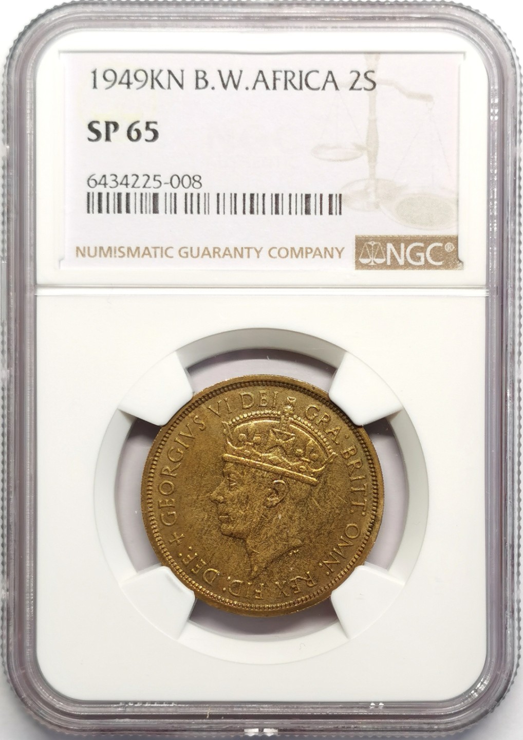 凡希社世界钱币微拍第二百三十期 1949KN英属西非黄铜2先令NGC-SP65