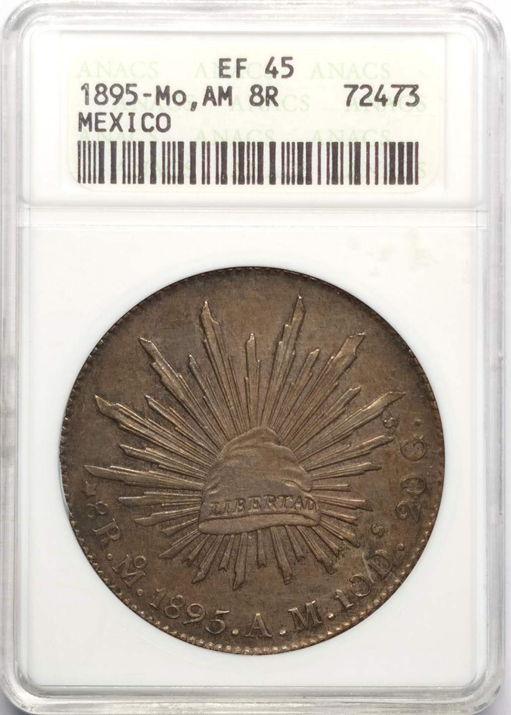 凡希社世界钱币微拍第二百三十期 1895MO墨西哥花边鹰洋ANACS-EF45