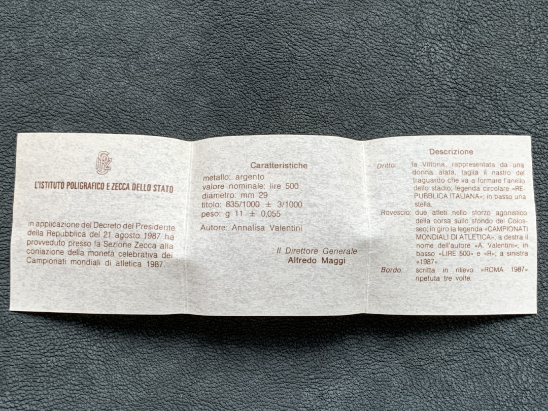 《竞宝斋》第140场-周日，周一，周四 3拍 (全场包邮) 意大利 1986年 意式图腾与地图 500里拉 精制银币