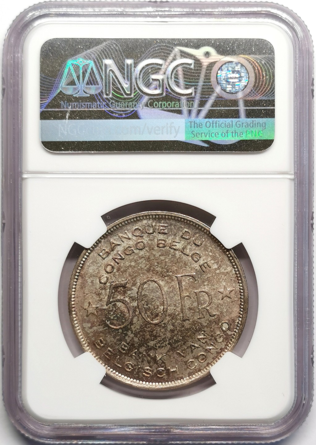 凡希社世界钱币微拍第二百三十期 1944比属刚果大象50法郎NGC-AU58