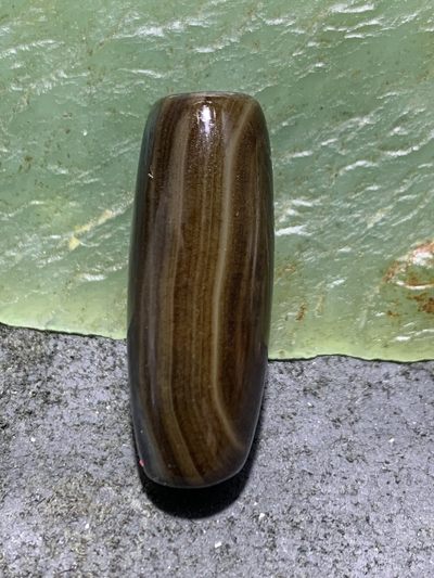 缠丝玛瑙随形桶珠一个， - 缠丝玛瑙随形桶珠一个，