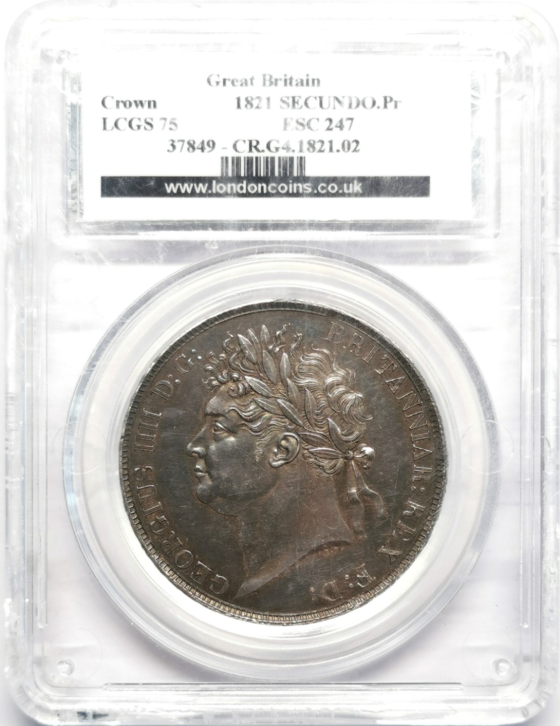 凡希社世界钱币微拍第二百三十期 荐！1821英国乔四马剑精铸CGS-78黑彩！