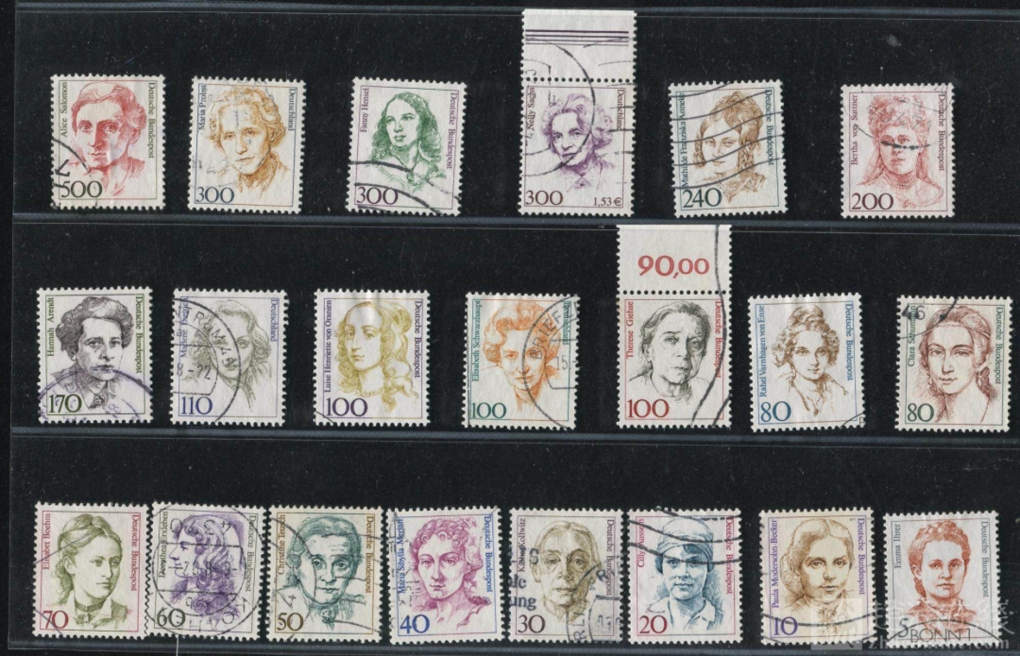 邮票专场 德国杰出女性邮票旧21枚（个别票带边 个别有折