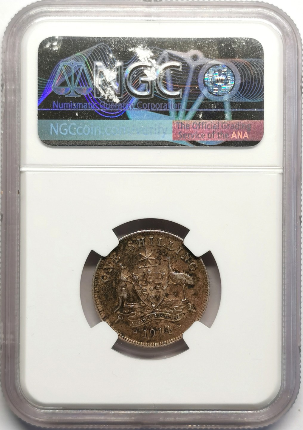 凡希社世界钱币微拍第二百三十期 1914澳大利亚乔五先令NGC-AU55