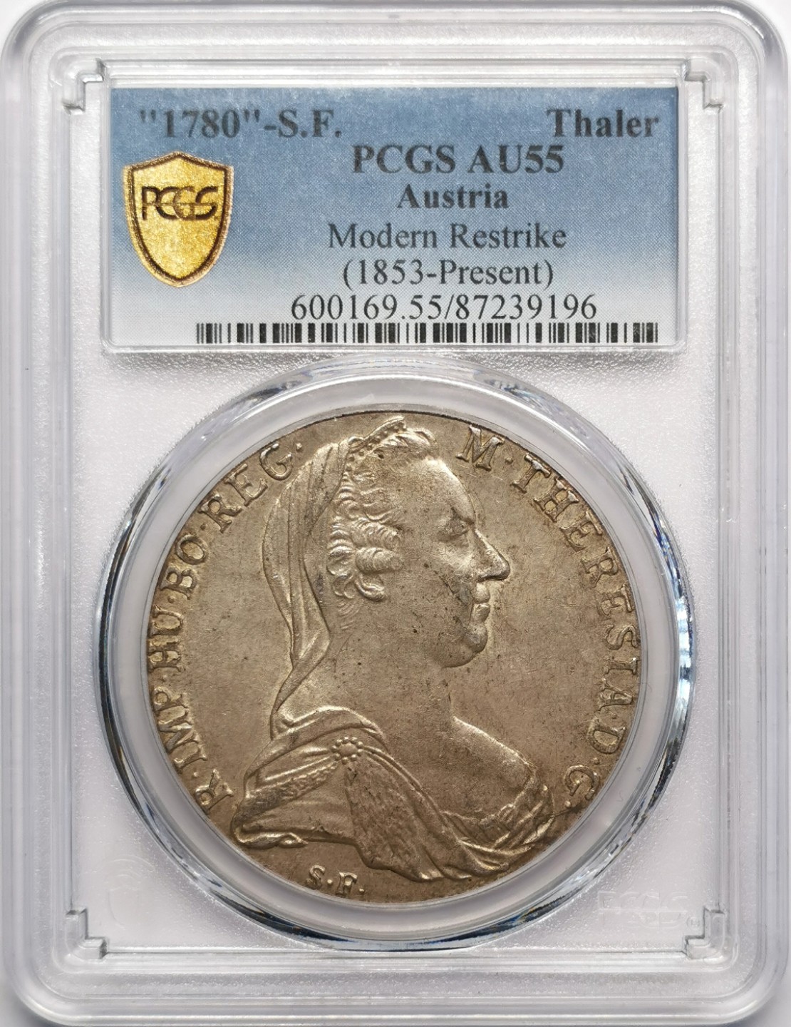 凡希社世界钱币微拍第二百三十期 1780奥地利特蕾莎泰勒PCGS-AU55后铸