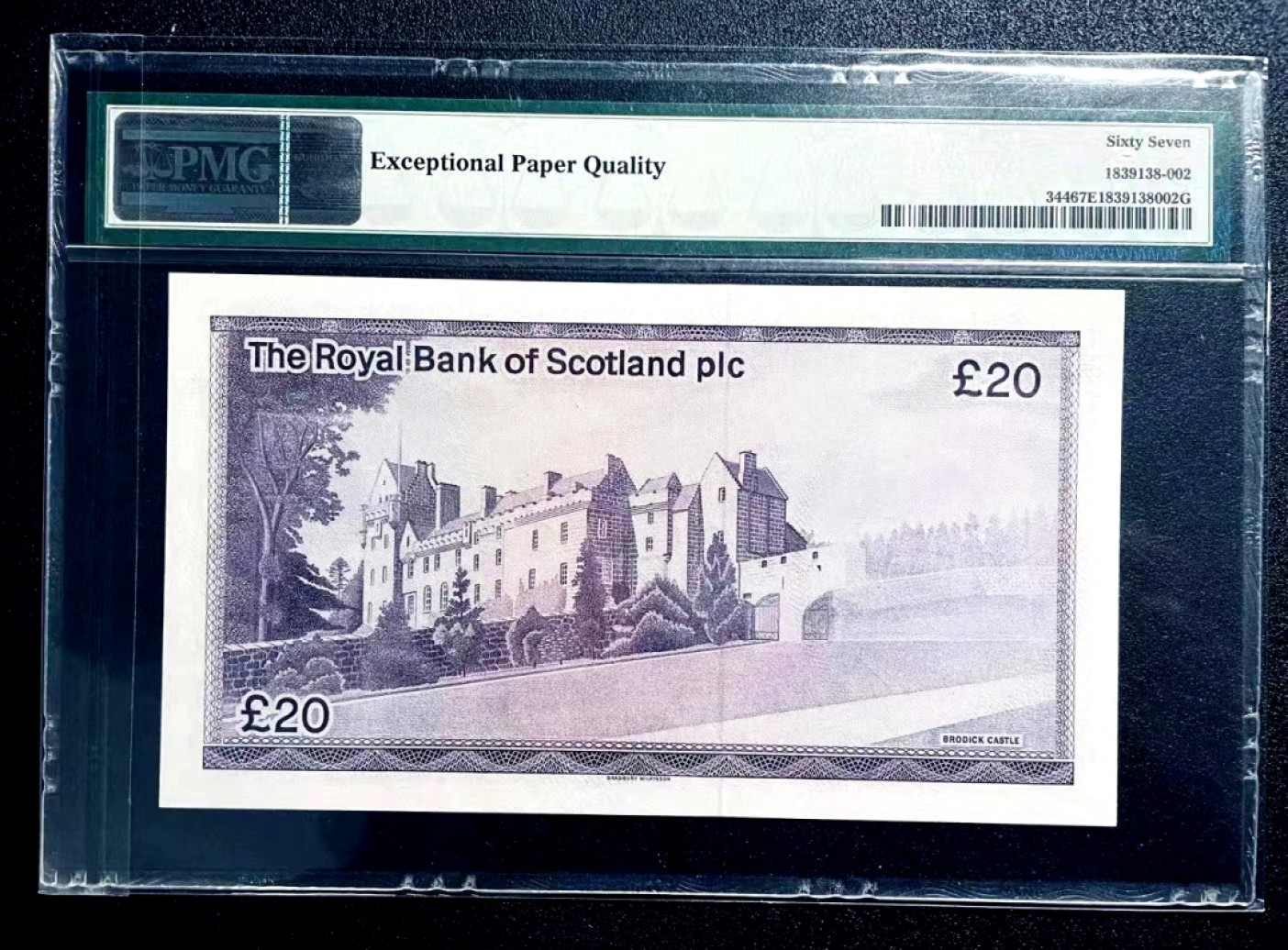 【Blue Auction】✨世界纸币精拍第300期盛典🔥🔥🔥 【仅1张更高分 唯一亚军】苏格兰 1982-85年20镑 BWC出品 城堡版 PMG67EPQ 清新耐看 高分