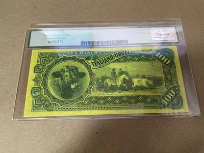 【Blue Auction】✨世界纸币精拍第300期盛典🔥🔥🔥 乌拉圭 1887年100比索 LCG65EPQ 大胡子 哥伦布 背面牛群
