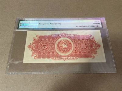 【Blue Auction】✨世界纸币精拍第300期盛典🔥🔥🔥 【冠军分 百年风云】危地马拉 1918-20年5比索 墨丘利 PMG66EPQ 精美