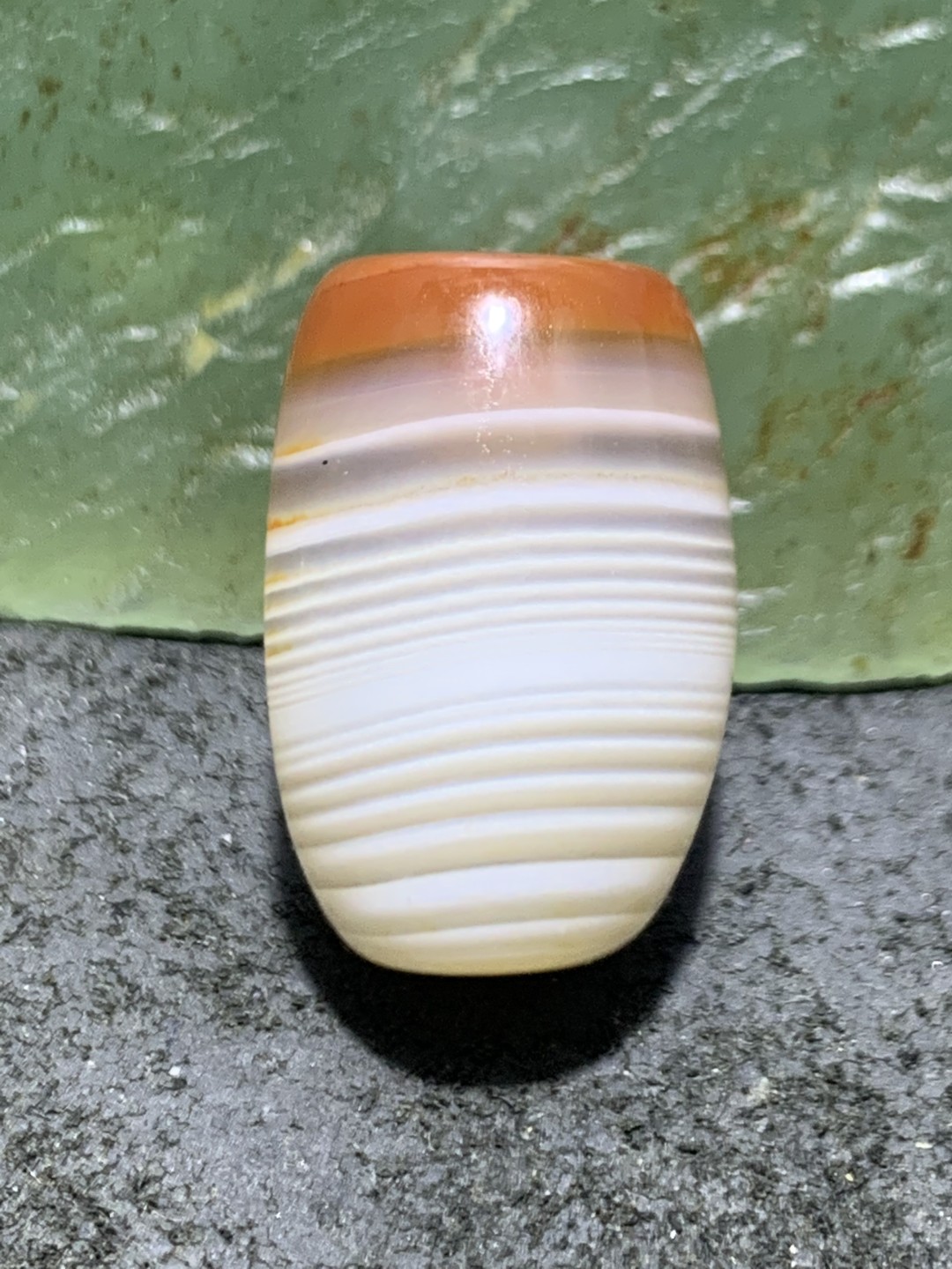 高玉化缠丝玛瑙通货随形桶珠一个