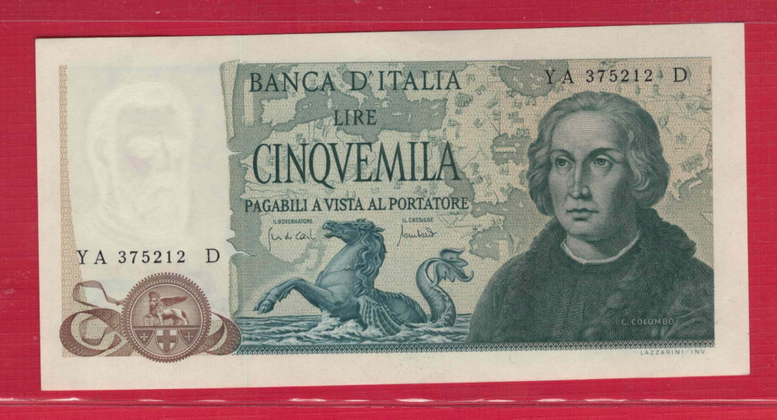 意大利5000里拉 1971年 P-102a 欧洲纸币 实物图 UNC