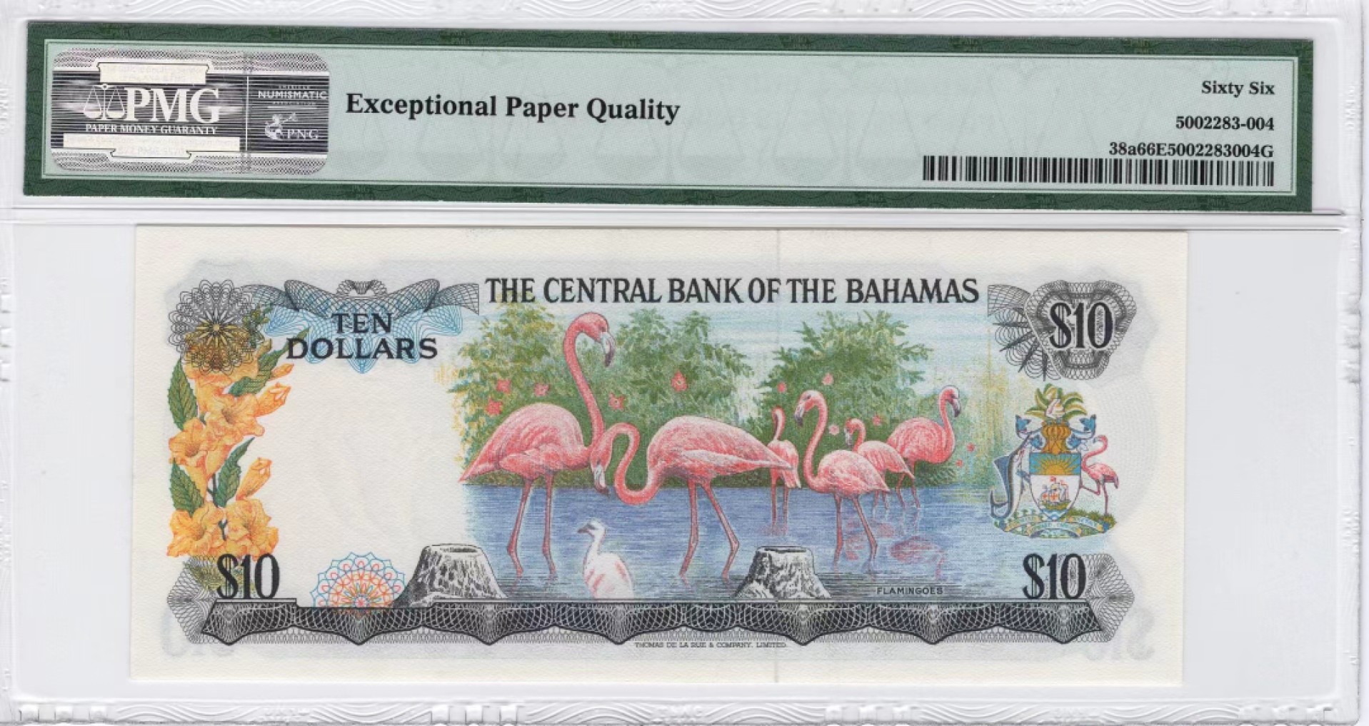 【Blue Auction】✨世界纸币精拍第300期盛典🔥🔥🔥 【无47】巴哈马 1974年10元 PMG66EPQ 女王 彩背 火烈鸟 
