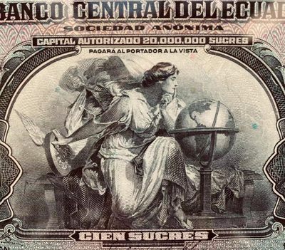 【Blue Auction】✨世界纸币精拍第300期盛典🔥🔥🔥 【实钞高分少见】厄瓜多尔 1947年100苏克雷 PMG64 大天使 ABNC经典形象 雕刻精美