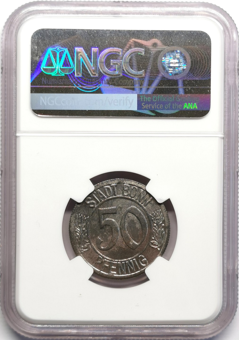 凡希社世界钱币微拍第二百三十期 1920德紧波恩贝多芬50芬尼铁币NGC-MS64