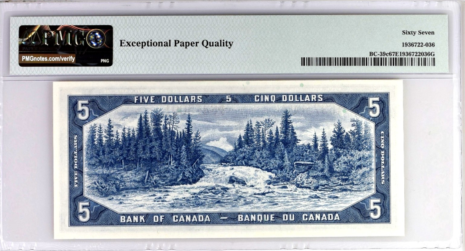 【Blue Auction】✨世界纸币精拍第300期盛典🔥🔥🔥 【冠军分】加拿大 1954年5元 PMG67EPQ 水獭瀑布 女王 高分