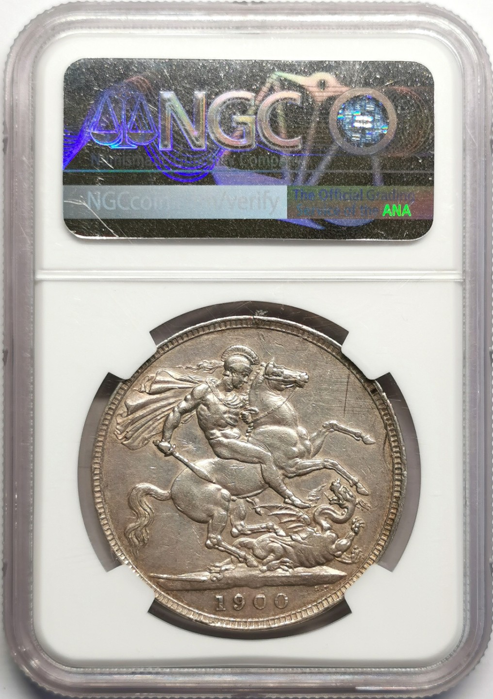 凡希社世界钱币微拍第二百三十期 1900英国老维批纱马剑NGC-AUD