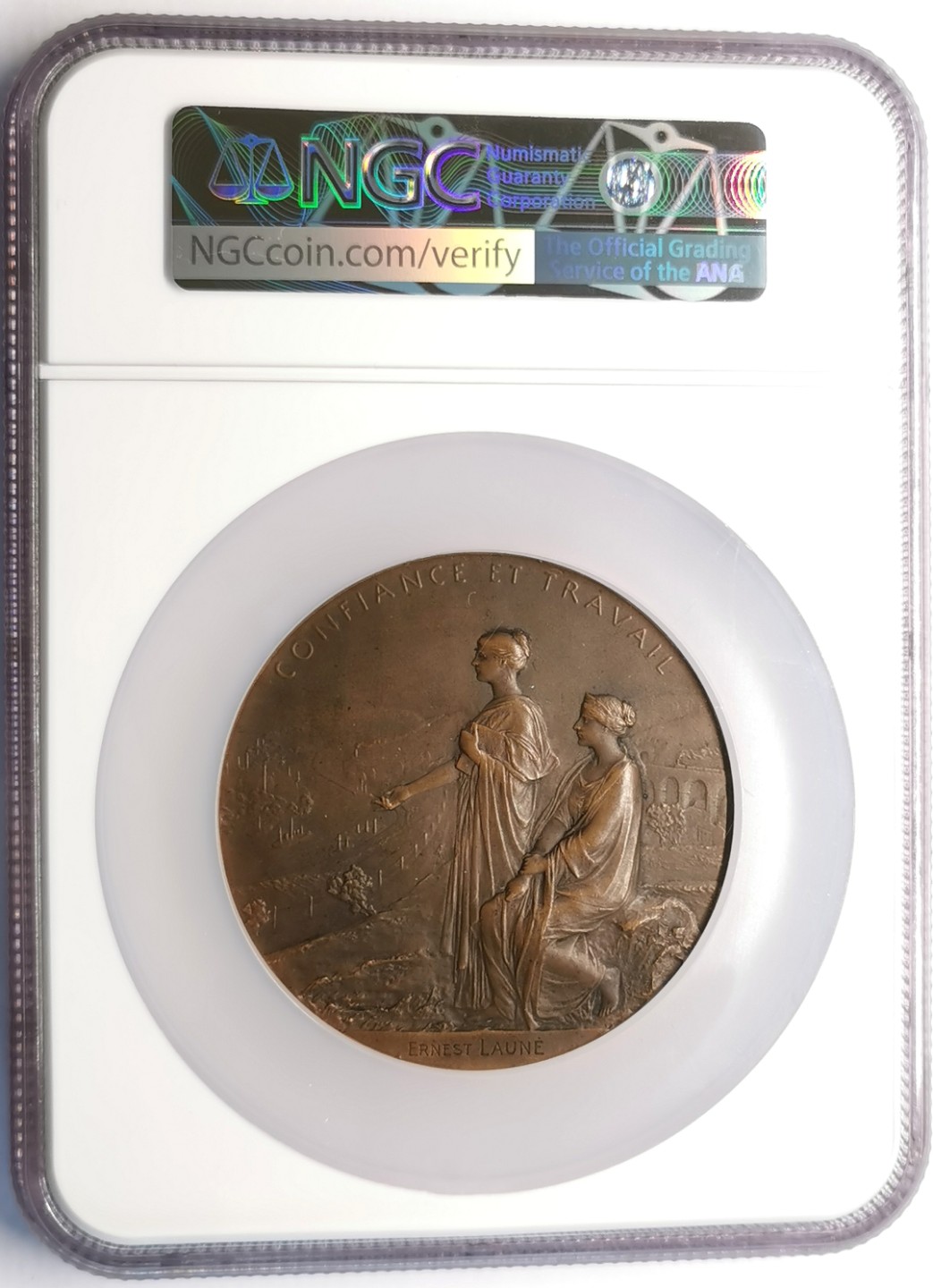 凡希社世界钱币微拍第二百三十期 1900法兰西银行纪念大型铜章NGC-MS64