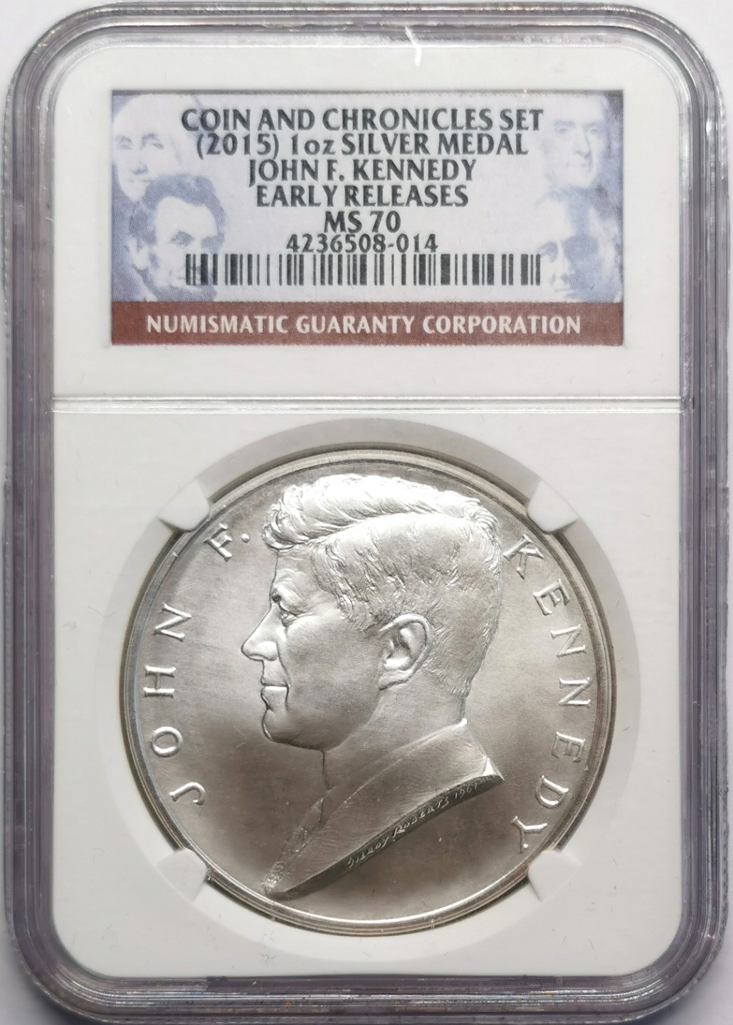 凡希社世界钱币微拍第二百三十期 2015美国肯尼迪1盎司纪念银章NGC-MS70