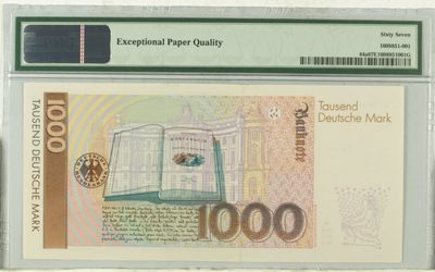 【Blue Auction】✨世界纸币精拍第300期盛典🔥🔥🔥 【初版p44a】德国 1991年1000马克  PMG67EPQ 格林兄弟 