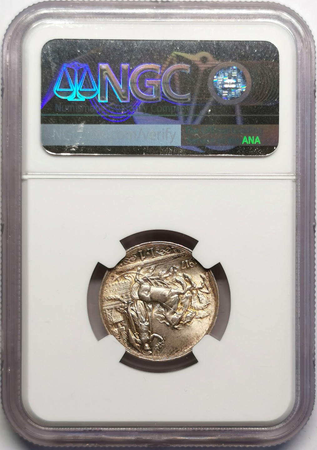 凡希社世界钱币微拍第二百三十期 1917R意大利马车里拉银币NGC-MS63