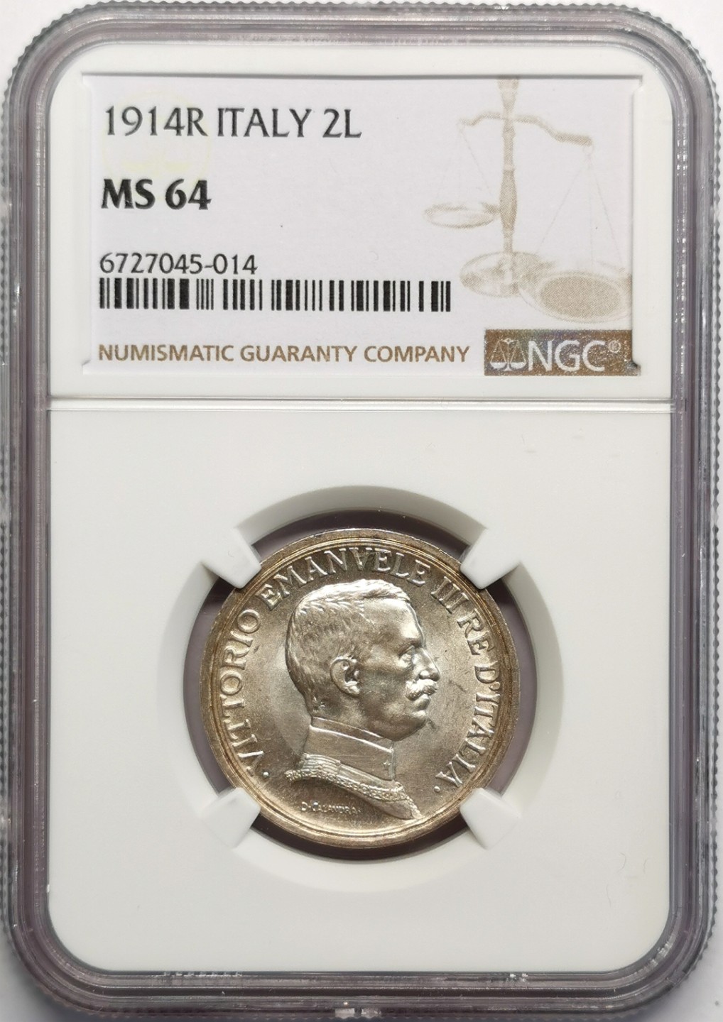 凡希社世界钱币微拍第二百三十期 1914意大利马车2里拉银币NGC-MS64