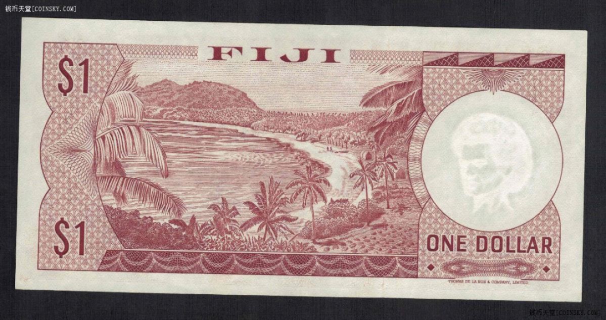斐济1元 1974年 B/4冠 大洋洲纸币 实物如图 UNC