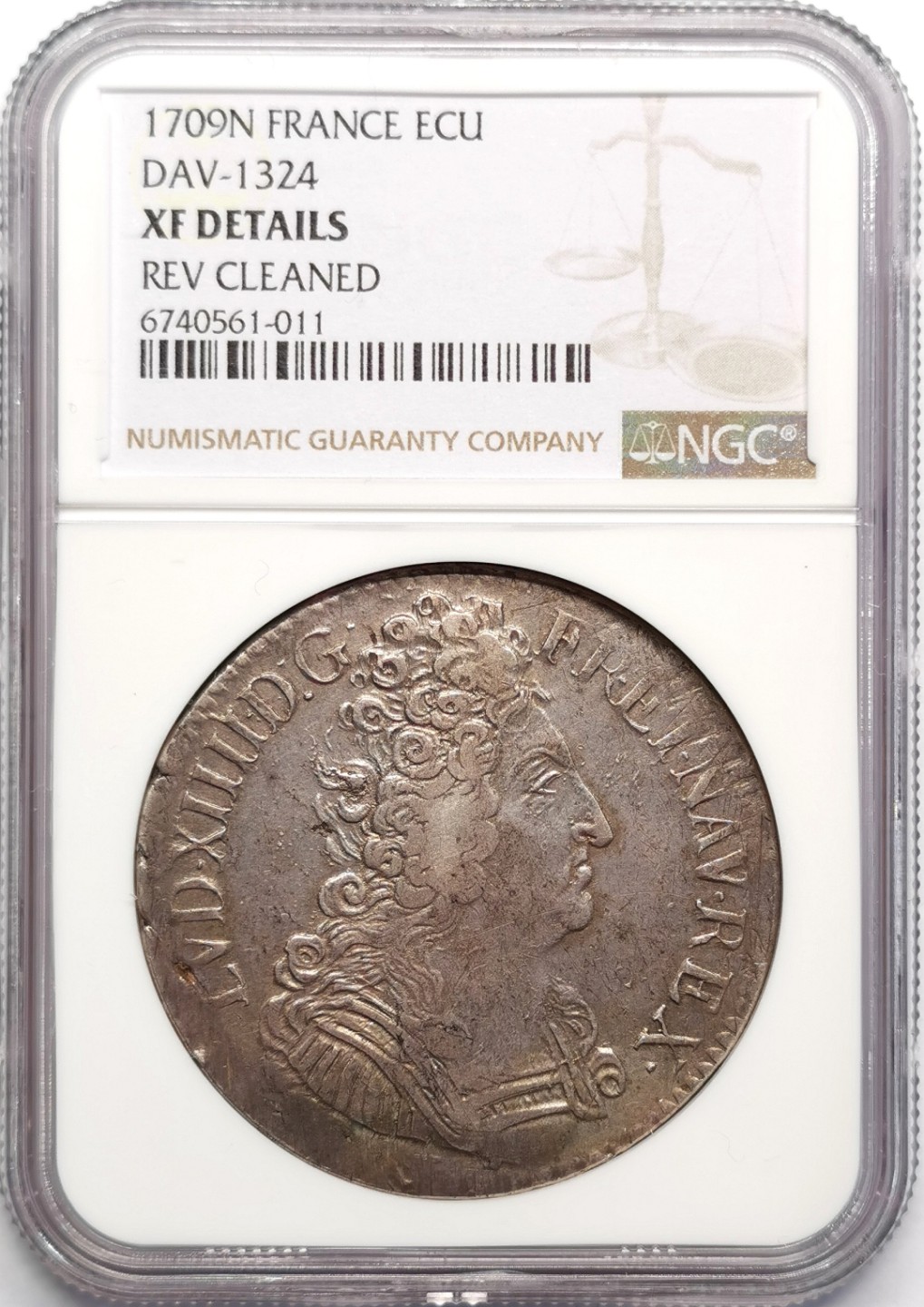 凡希社世界钱币微拍第二百三十期 1709法国太阳王路易十四埃居大银NGC-XFD