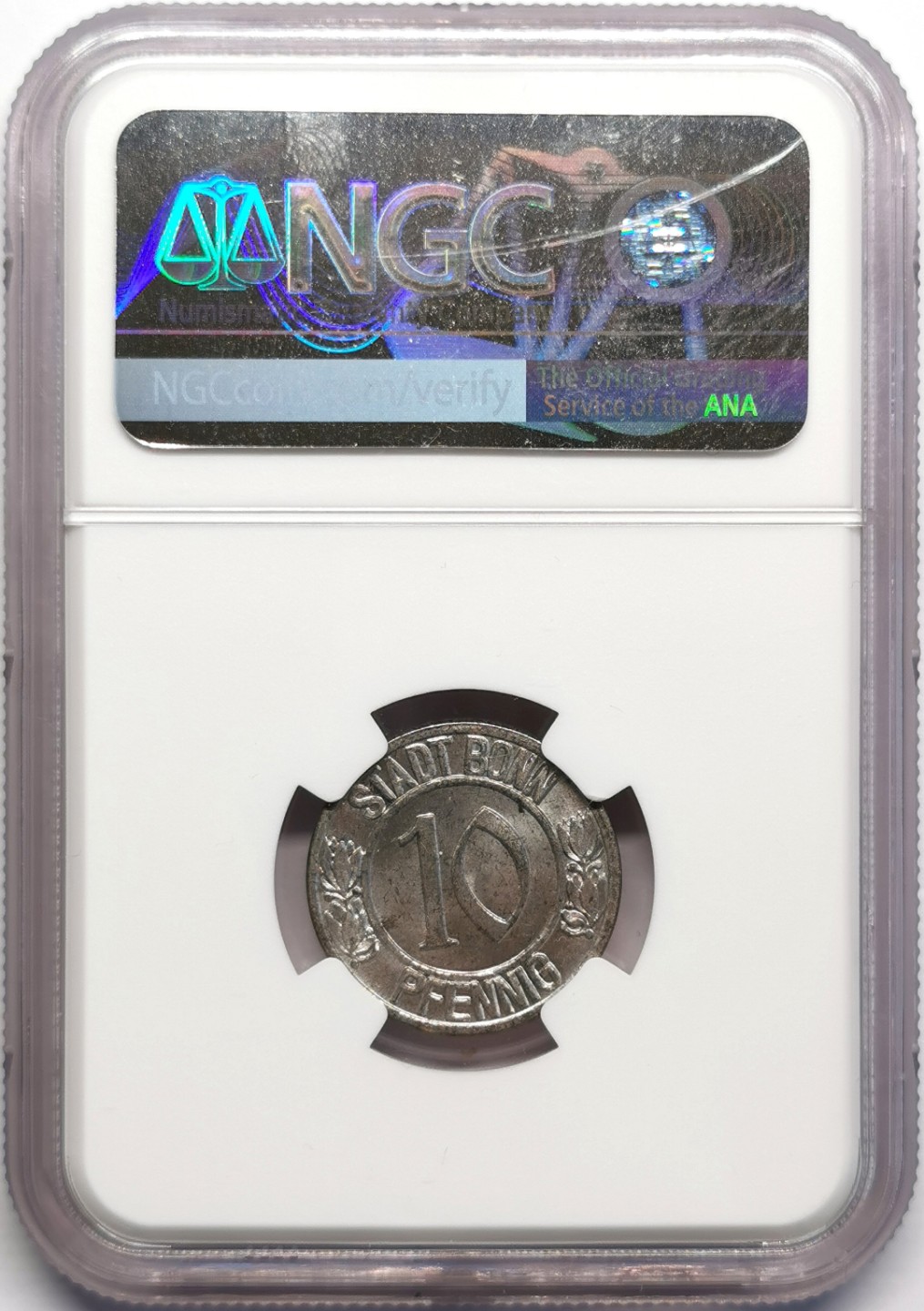 凡希社世界钱币微拍第二百三十期 1920德紧波恩贝多芬10芬尼铁币NGC-MS65原光亚军分！