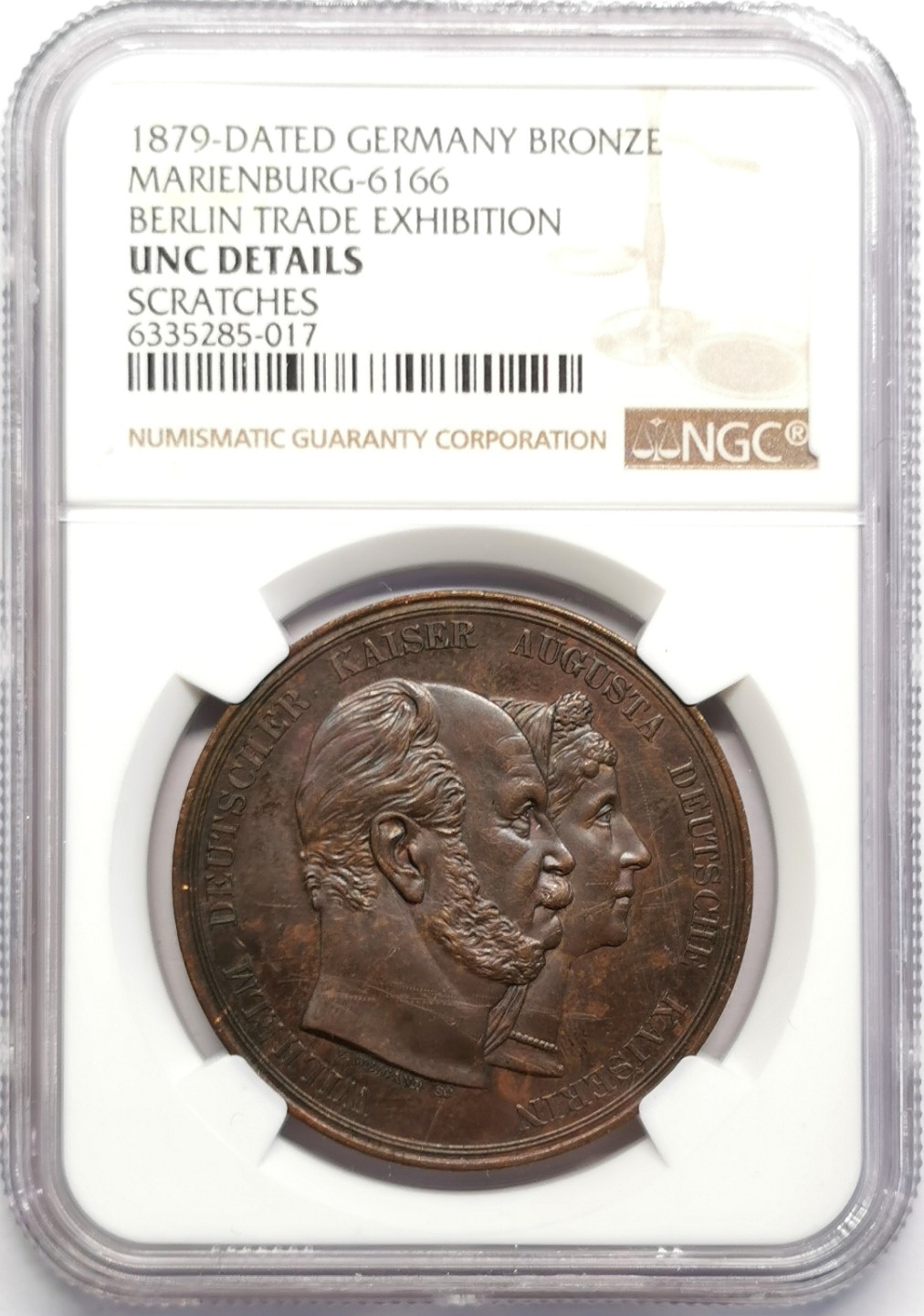 凡希社世界钱币微拍第二百三十期 1879德国柏林商业展销会纪念铜章NGC-UNCD