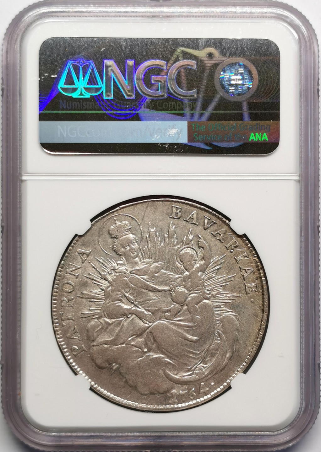 凡希社世界钱币微拍第二百三十期 1764巴伐利亚圣母子泰勒NGC-XF45