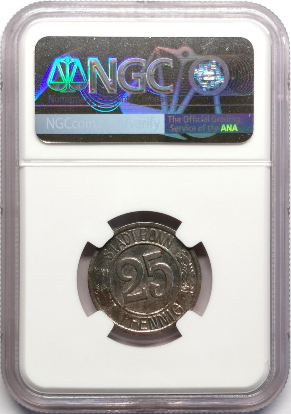 凡希社世界钱币微拍第二百三十期 1920德紧波恩贝多芬25芬尼铁币NGC-MS62