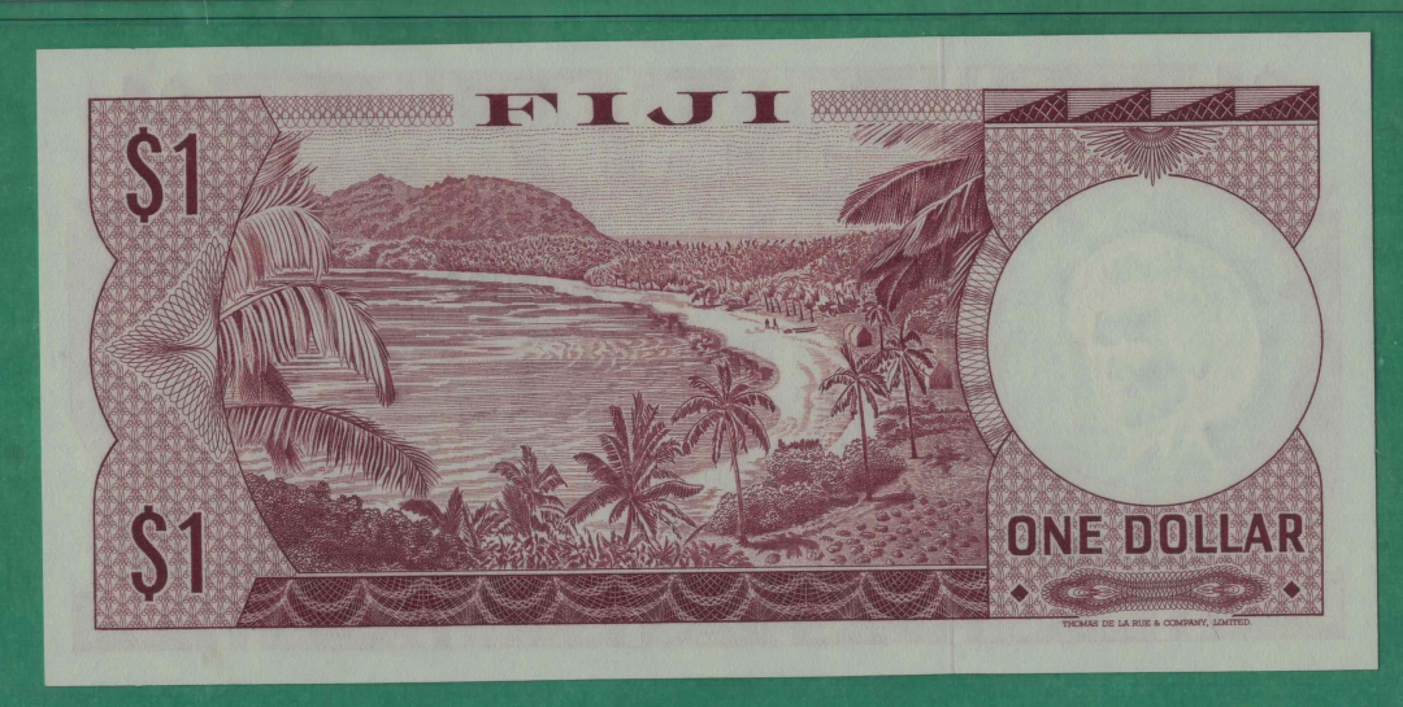 斐济1元 1974年 P-71b 尾号8818 大洋洲纸币 实物如图 UNC