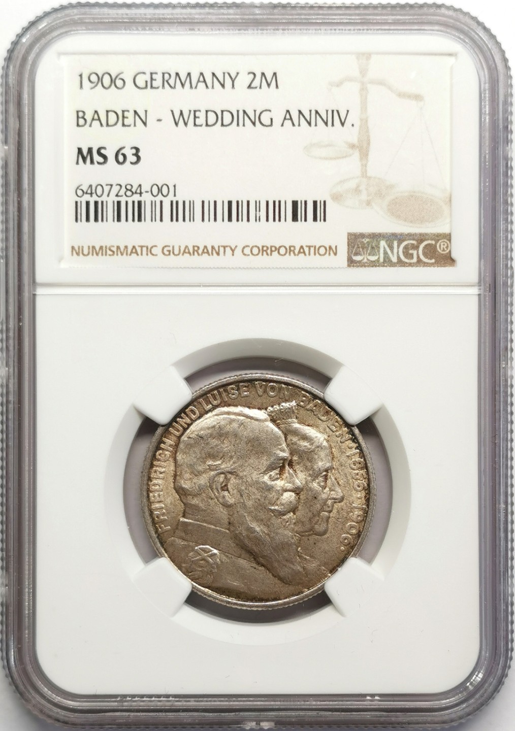 凡希社世界钱币微拍第二百三十期 1906巴登金婚2马克NGC-MS63