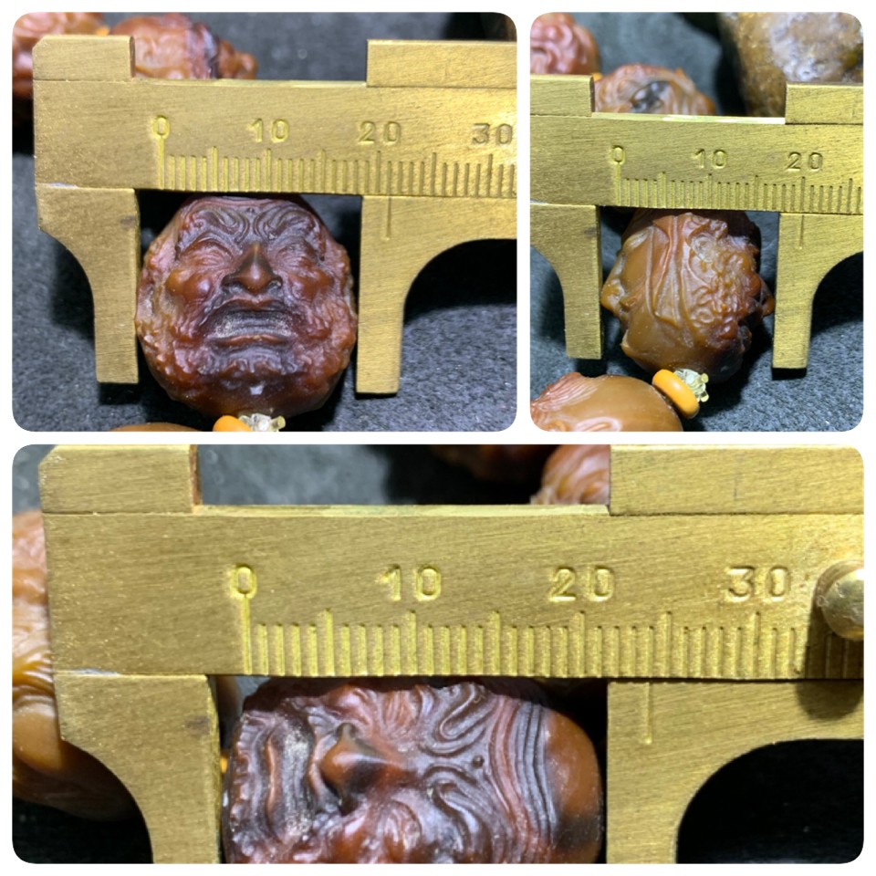 毕业级巴西玛瑙手工雕刻十八罗汉手串一条！