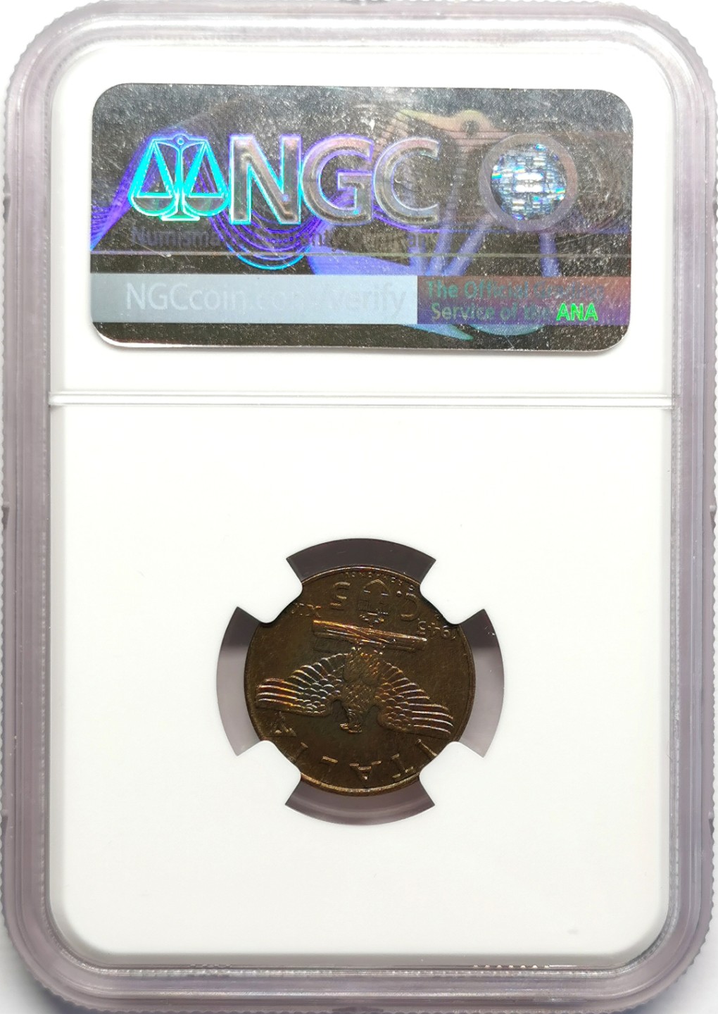 凡希社世界钱币微拍第二百三十期 1943意大利鹰与束棒5分铜币NGC-MS64