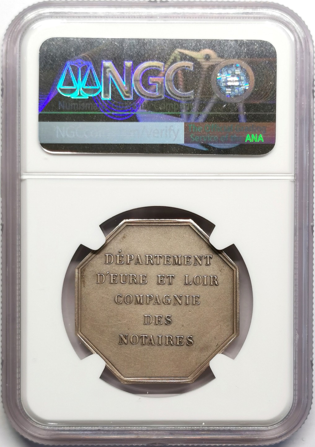 凡希社世界钱币微拍第二百三十期 1836法国卢瓦尔公证处八角银章NGC-MS63