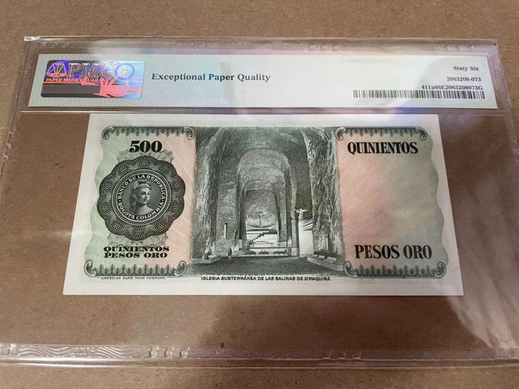 【Blue Auction】✨世界纸币精拍第300期盛典🔥🔥🔥 哥伦比亚 1968年500比索 PMG66EPQ A冠 西蒙-玻利瓦尔 拉斯萨利纳斯地下教堂zipaquira