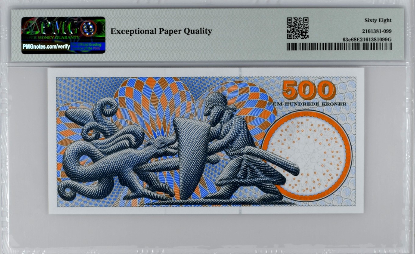 【Blue Auction】✨世界纸币精拍第300期盛典🔥🔥🔥 【冠军分 p63e】丹麦 2008年500克朗 浮雕版 PMG68EPQ 超高分