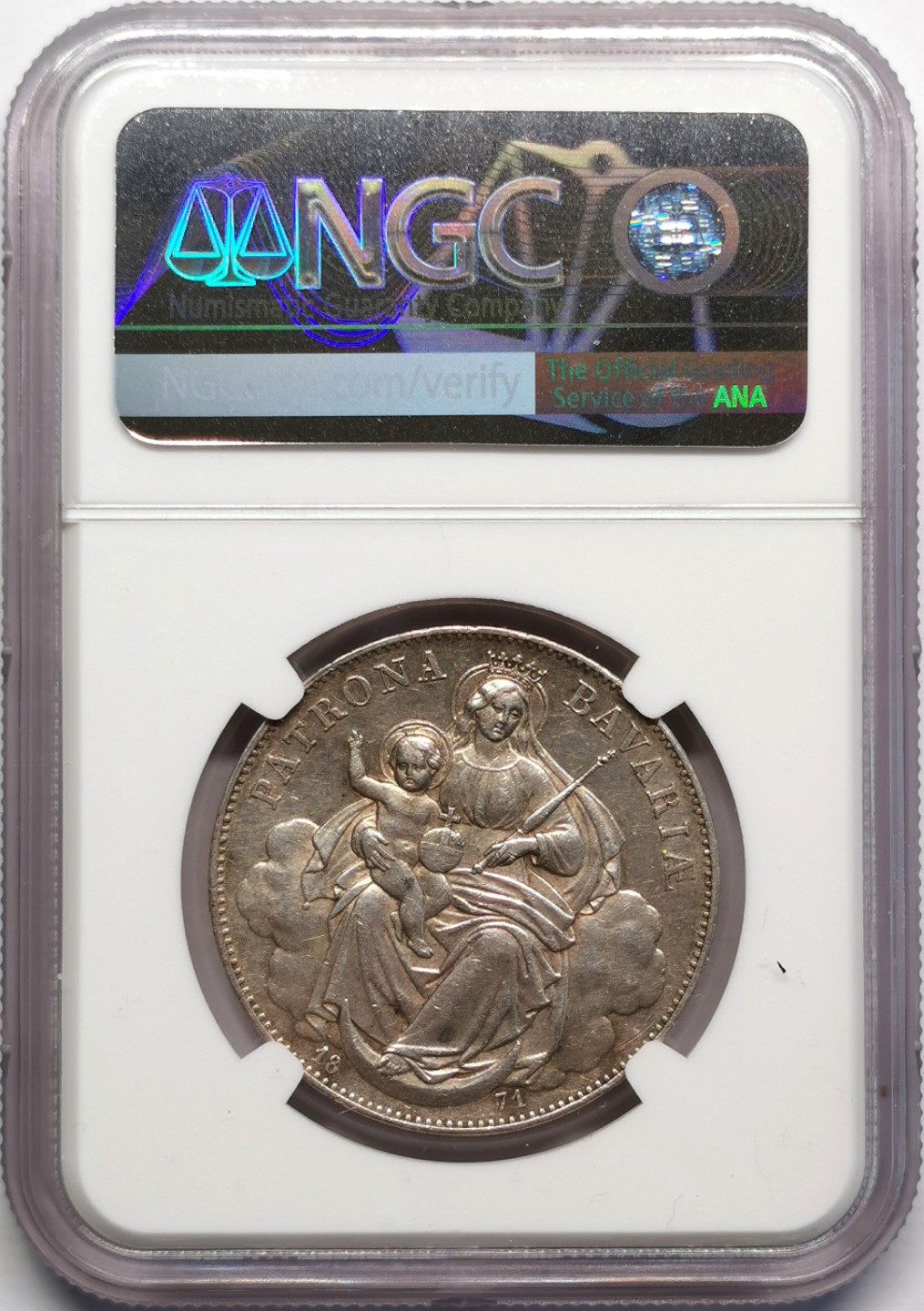 凡希社世界钱币微拍第二百三十期 1871巴伐利亚圣母子泰勒NGC-AU55