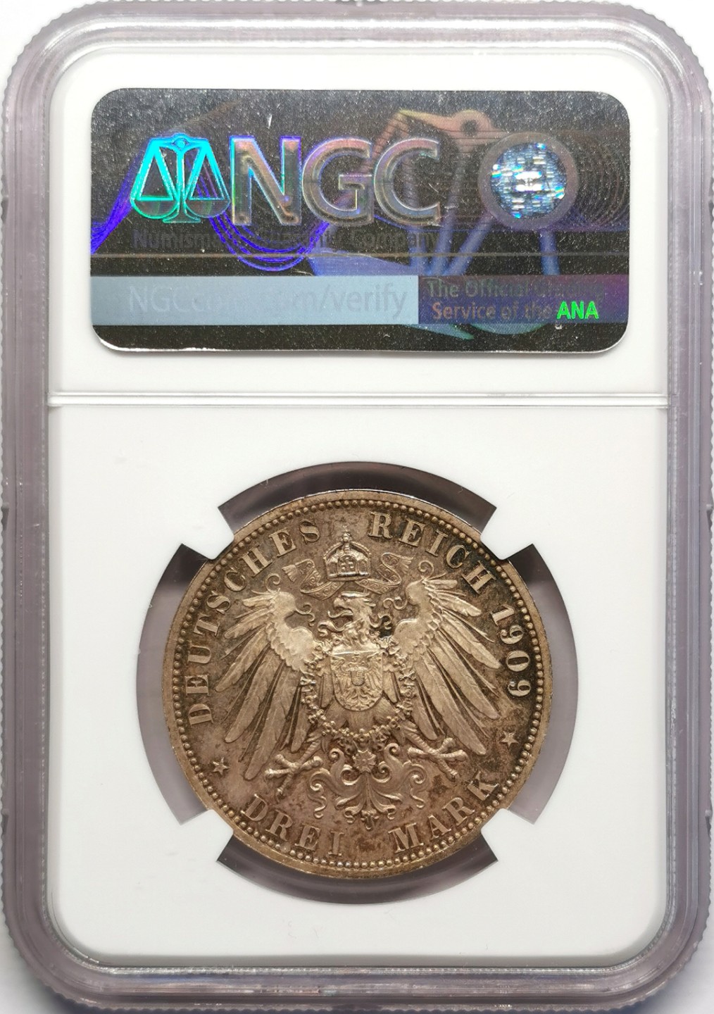 凡希社世界钱币微拍第二百三十期 1909A普鲁士3马克精铸NGC-PF64