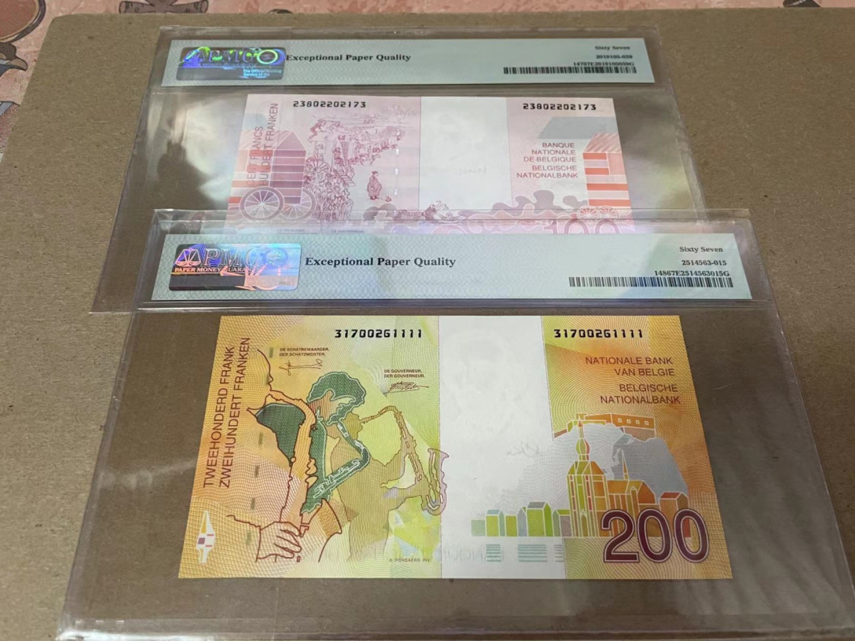 【Blue Auction】✨世界纸币精拍第300期盛典🔥🔥🔥 【一组6张全套 含1111狮子号】比利时 末版 1995-2001年100-1000法郎 PMG67EPQ 同分高分 一步到位