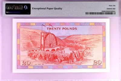 【Blue Auction】✨世界纸币精拍第300期盛典🔥🔥🔥 【千位小号】马恩岛 1979年20镑 BWC出品 女王 背面大场景 PMG66EPQ 