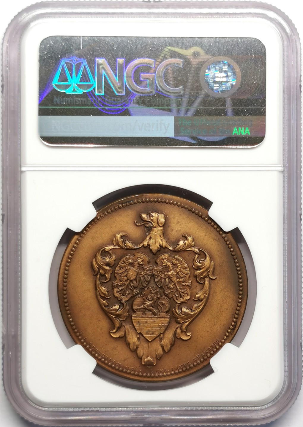 凡希社世界钱币微拍第二百三十期 1910巴伐利亚埃尔朗根百年纪念铜章NGC-MS63